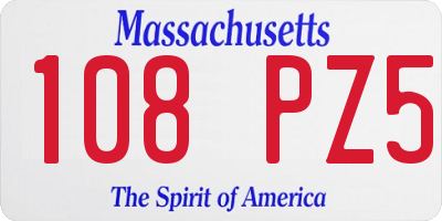 MA license plate 108PZ5