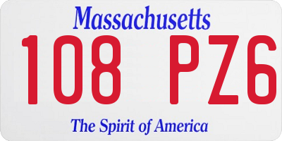 MA license plate 108PZ6