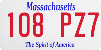 MA license plate 108PZ7