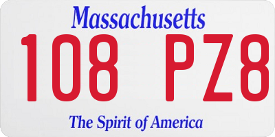 MA license plate 108PZ8