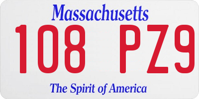 MA license plate 108PZ9