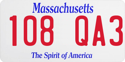 MA license plate 108QA3