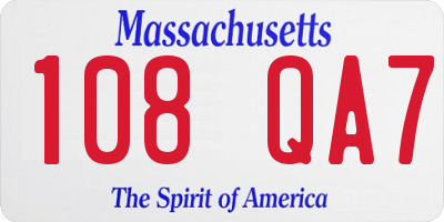 MA license plate 108QA7
