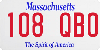 MA license plate 108QB0