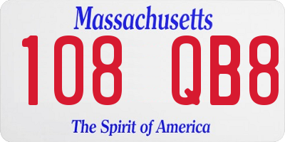 MA license plate 108QB8