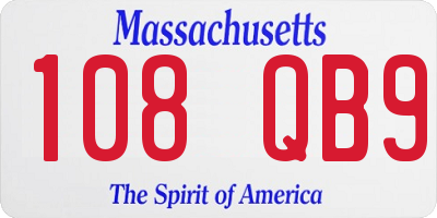 MA license plate 108QB9