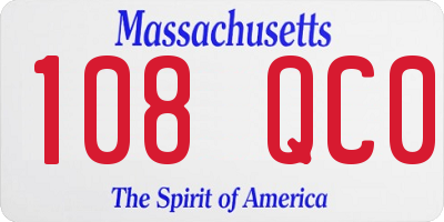 MA license plate 108QC0