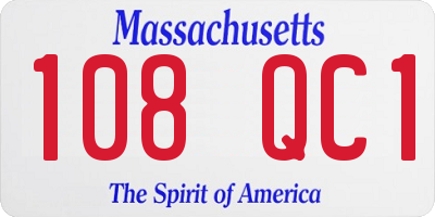 MA license plate 108QC1
