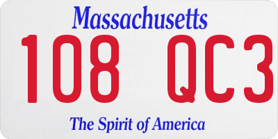 MA license plate 108QC3
