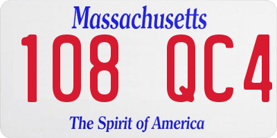 MA license plate 108QC4