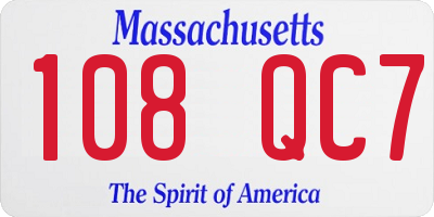 MA license plate 108QC7