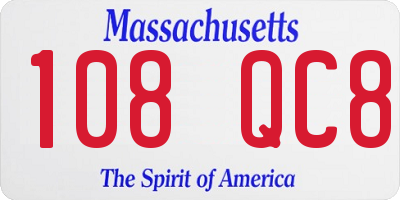 MA license plate 108QC8