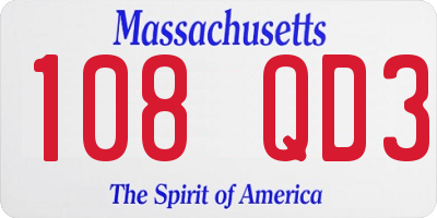 MA license plate 108QD3