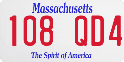 MA license plate 108QD4