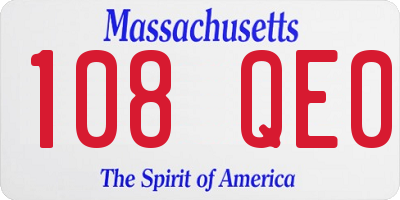 MA license plate 108QE0