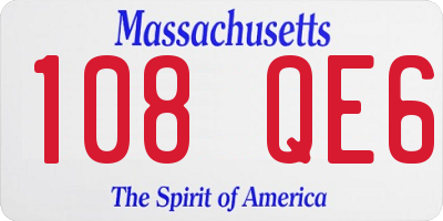 MA license plate 108QE6