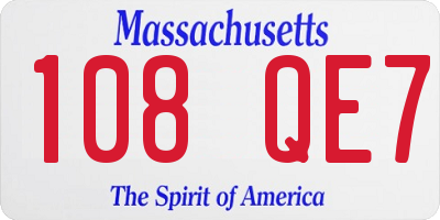 MA license plate 108QE7