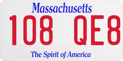 MA license plate 108QE8
