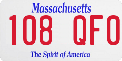 MA license plate 108QF0