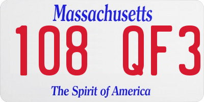 MA license plate 108QF3