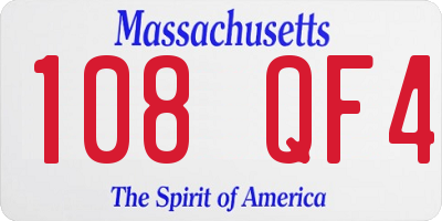 MA license plate 108QF4