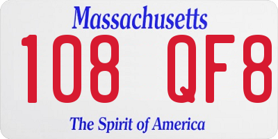 MA license plate 108QF8