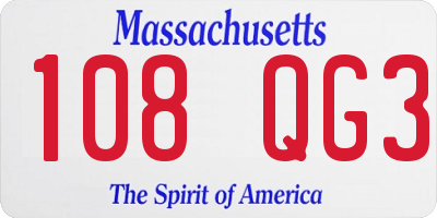 MA license plate 108QG3