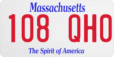 MA license plate 108QH0