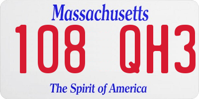 MA license plate 108QH3