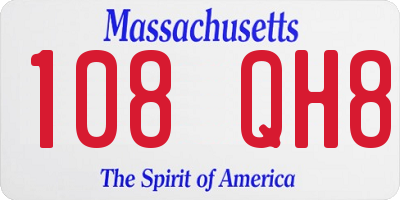 MA license plate 108QH8