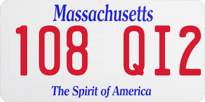 MA license plate 108QI2