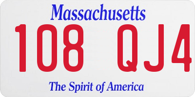 MA license plate 108QJ4