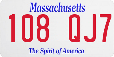 MA license plate 108QJ7