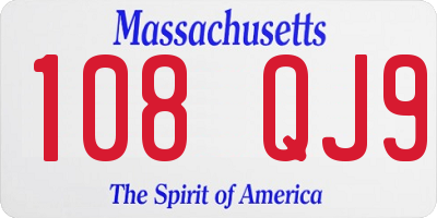 MA license plate 108QJ9