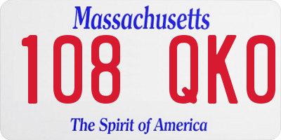 MA license plate 108QK0
