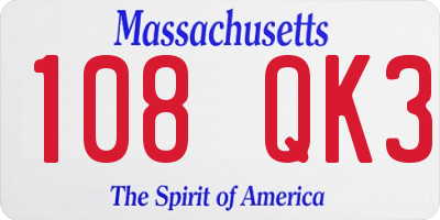 MA license plate 108QK3
