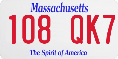 MA license plate 108QK7