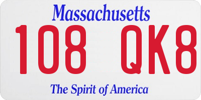 MA license plate 108QK8