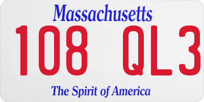 MA license plate 108QL3