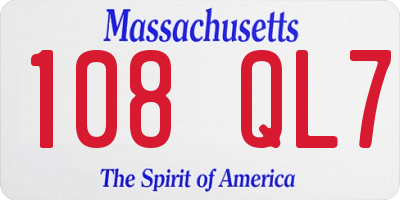 MA license plate 108QL7