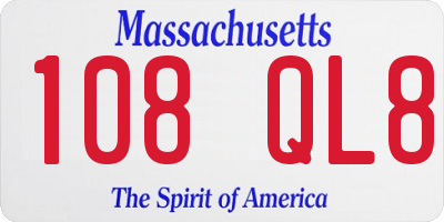 MA license plate 108QL8