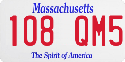 MA license plate 108QM5