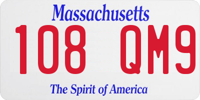 MA license plate 108QM9