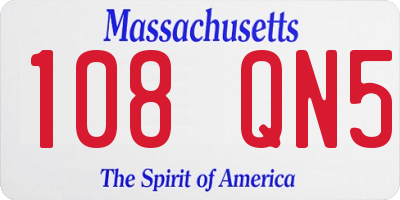 MA license plate 108QN5