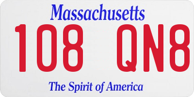 MA license plate 108QN8