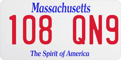 MA license plate 108QN9