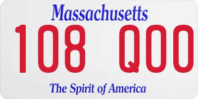 MA license plate 108QO0
