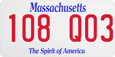 MA license plate 108QO3