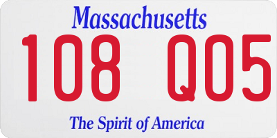 MA license plate 108QO5