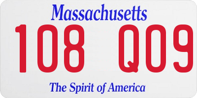 MA license plate 108QO9